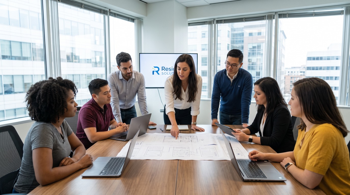 Residue Solutions team collaborating around a project plan